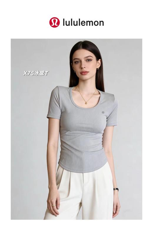 F032368一包三件装春夏新款女士三色冰感大U领燕尾短袖T 商品图9