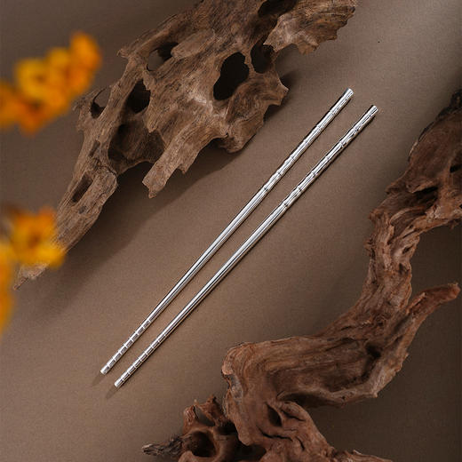 子佩集【竹福安康】银S999摆件【YH06601003】餐具竹节筷子2601 商品图0