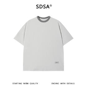 SDSA男装2026新款高贵轻奢美式潮牌撞色领口设计短袖T恤百搭上衣