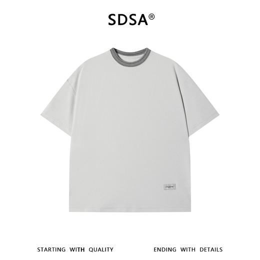 SDSA男装2026新款高贵轻奢美式潮牌撞色领口设计短袖T恤百搭上衣 商品图0