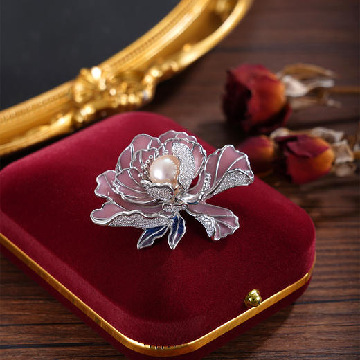 子佩集【倾国芳华】珍珠惜王妃胸针【ZXXZ005】10mm珠镀金牡丹三色2601 商品图3
