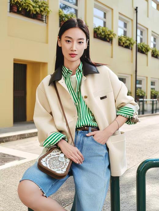 雅莹巴恩风纯皮翻领仿麂皮宽松夹克外套 商品图11