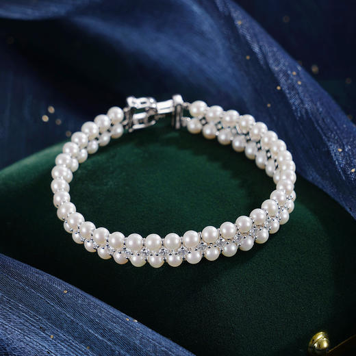 子佩集【璀璨人生】银S925珍珠惜王妃手链【MZSL001】3.5mm珠双排珠2601 商品图0
