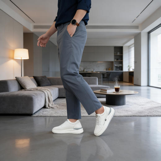 舒乐高男鞋隐形内增高8cm休闲鞋男款板鞋小白鞋透气运动鞋一脚蹬 商品图1