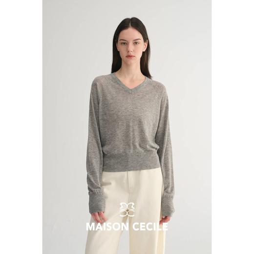 MC三色|水溶羊毛亲肤超糯慵懒感显比例V领针织毛衣MAISON CECILE 商品图1