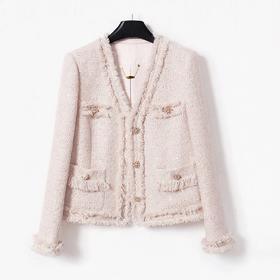 丁摩 法式浪漫粉色小香风外套气质名媛上衣6ZF-25108