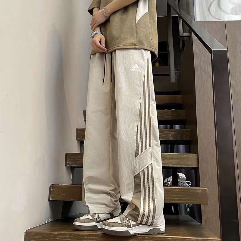 F032337新款三条杠直筒运动卫裤休闲裤美式街头宽松休闲长裤