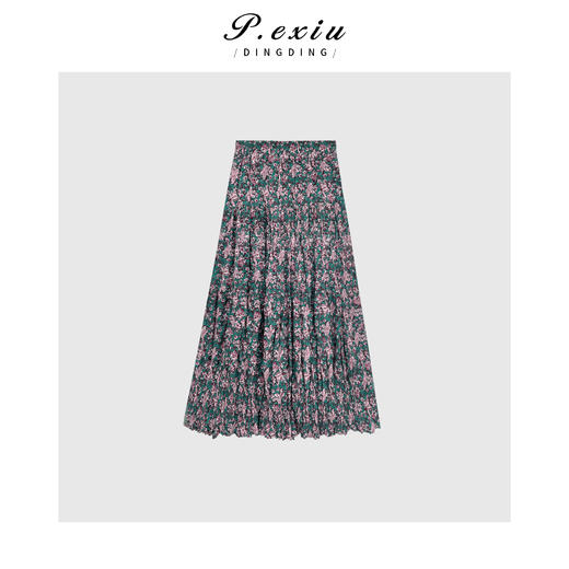 03-4潘依绣丁丁宠粉潘依绣【迷迭花香】法式复古温柔风碎花褶皱半身裙 SH98816 商品图2