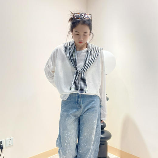 夏天超百搭的打底衫~【天丝雪花打底衫】此链接只是打底衫，不包含披肩。黑白条纹披肩需换购~0405返团 商品图2