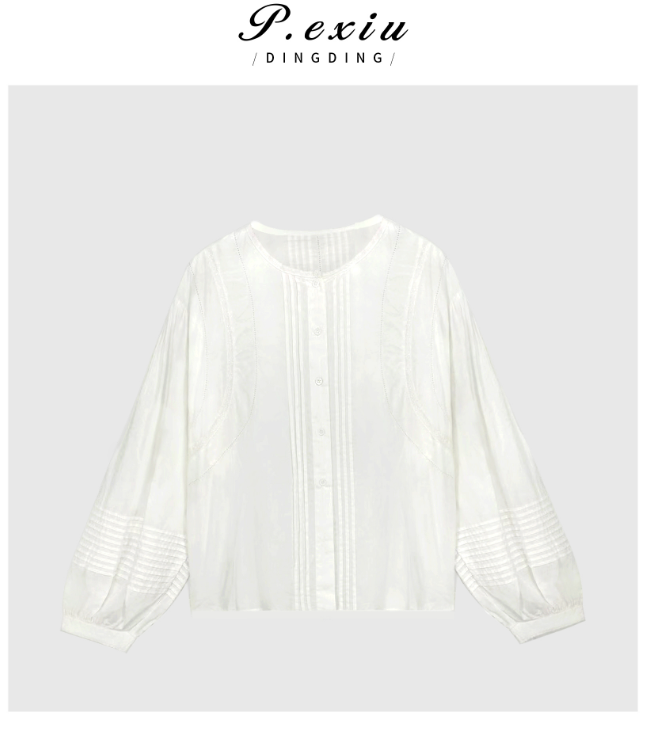 03-4潘依绣丁丁宠粉精致复古优雅简约高级感长袖衬衫 Q1540