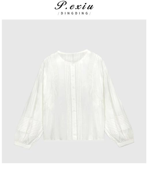 03-4潘依绣丁丁宠粉精致复古优雅简约高级感长袖衬衫 Q1540 商品图0