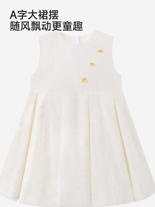 【高定系列】英氏儿童连衣裙女童夏季薄款背心裙米白刺绣公主裙YRLFJ2S054A 商品图3