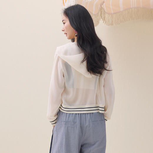 谜底连帽外套长袖2026年夏季新品短款轻薄网布双拉链女262MW0477 商品图2