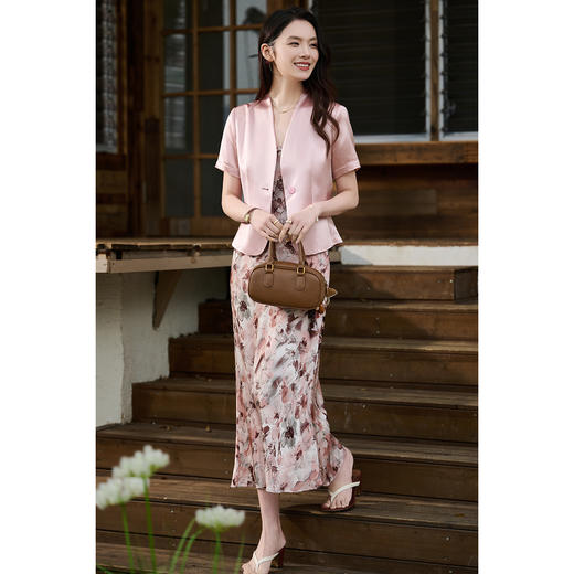 米思阳2026春夏新款通勤醋纤小西装高级感百搭短袖休闲上衣女2918 商品图4