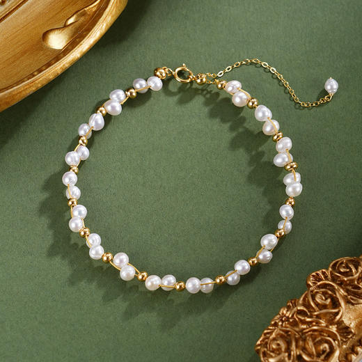 子佩集【珠润芳华】银S925珍珠惜王妃手链【SGB0750002】3.5mm珠镀金2601 商品图0