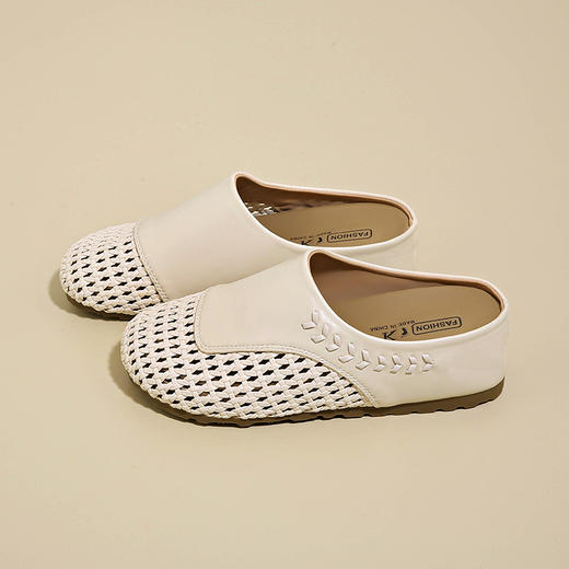 【板嫣 镂空编织包头半拖鞋】舒适亲肤面料 透气编织 耐磨防滑橡胶鞋底  5cm视觉增高 日常外穿必备！ 商品图5