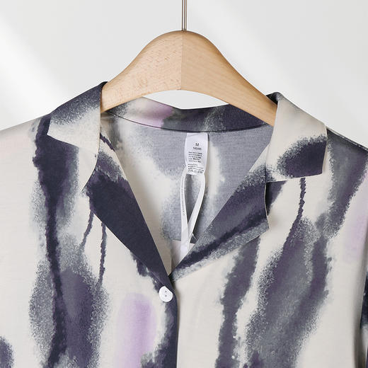 【焕新季】美奈川睡衣女上衣长裤家居服套装水墨印花莫代尔蕾丝套装 JJ28192 商品图2