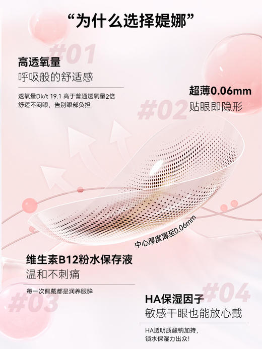 【媞娜日抛，B12粉水系列】新品Tina媞娜美瞳日抛维生素B12隐形眼镜美瞳缇娜非离子大小直径 商品图4