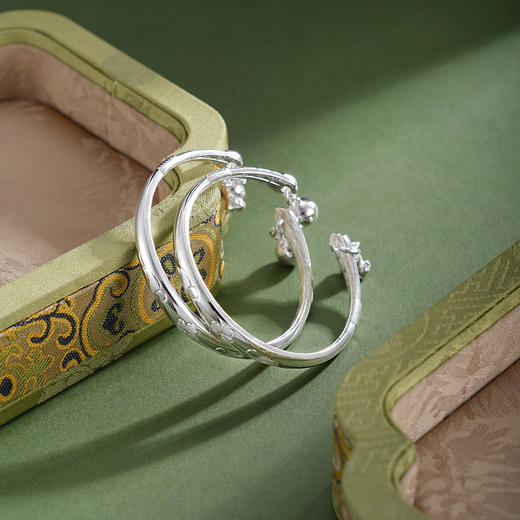 子佩集【幸运萌兔】银S999童镯【YHSZ0145】儿童三叶草吊球兔子2601 商品图1