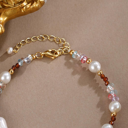 子佩集【虹落星渊】银S925珍珠惜王妃手链【SGB0680001】5.5mm大珠巴洛克镀金2601 商品图2