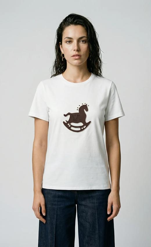 F032371软糯透气亲肤耐穿印花叠立体刺绣木马休闲T恤 商品图4