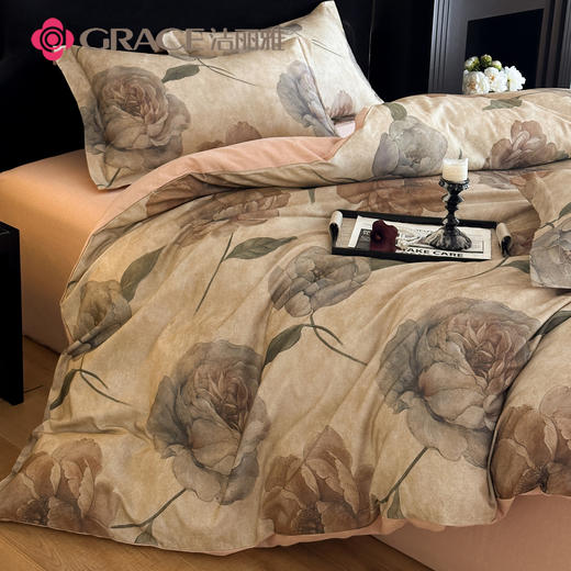 洁丽雅（Grace)帛书影.全棉轻奢美拉德系磨毛四件套JLY25802 商品图2