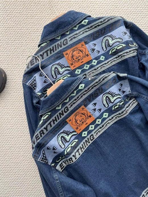 F032309新款男士复古风格海鸥印花拼接牛仔面料夹克外套 商品图4