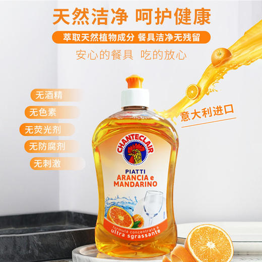 进口意大利大公鸡头洗洁精浓缩不伤手厨房清洁剂500ml甜橙味 商品图2