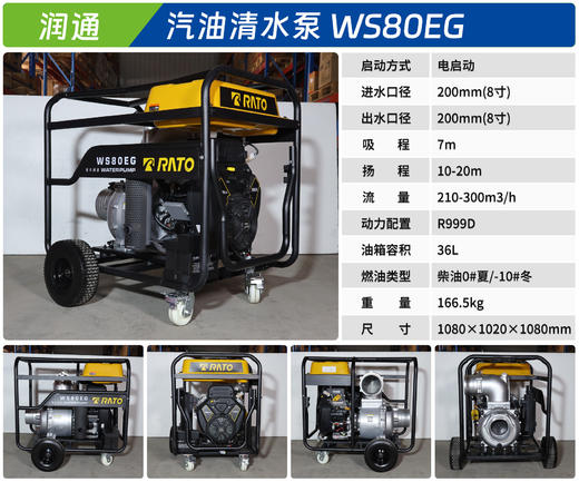 润通汽油清水泵 WS80EG 商品图1