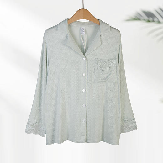 美奈川睡衣女家居服套装西装领长袖套装 JJ28195 商品图3