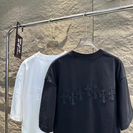 F032326夏季新款时尚百搭男女同款刺绣压花工艺休闲短袖T恤 商品图2