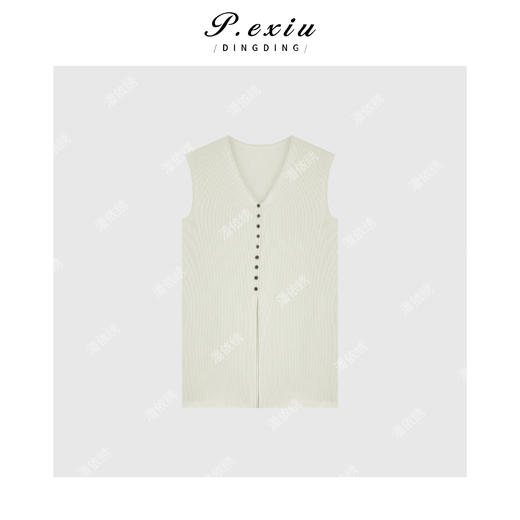 03-4潘依绣丁丁宠粉简约通勤米色背心W-55631 商品图0
