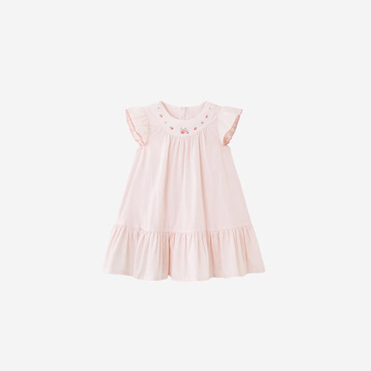 【商场同款】英氏女童短袖连衣裙夏新款浅粉裙子宝宝纯棉公主裙 商品图4