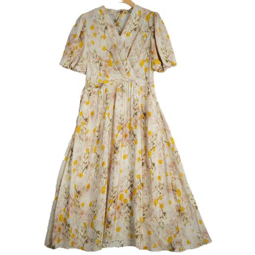 「高货kbnq」全新升级【铂金会员514/天猫699/差价185】(22818)洛诗琳法式度假风真丝印花连衣裙2026夏季显瘦碎花裙 商品图4