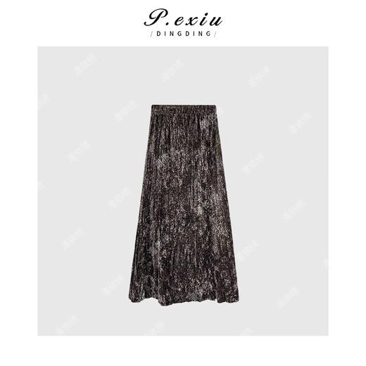 03-4潘依绣丁丁宠粉复古摩登豹纹松紧腰丝绒半身裙 Q9045 商品图0