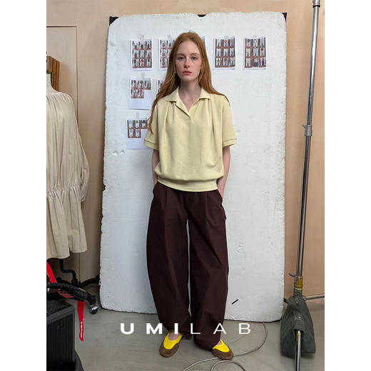UMILAB｜重构*原创版型立体建筑感捏褶藏肉收腰显瘦海鸥领T恤T797V 商品图3