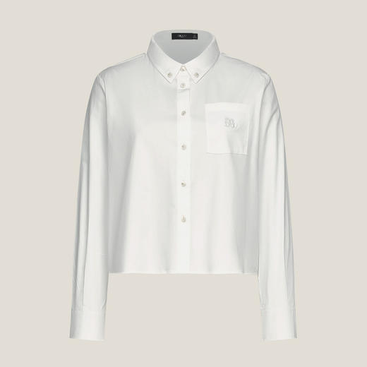 G2000女装SS26商场新款【棉质弹性】百搭贴袋绣花长袖休闲衬衫61233807 商品图1