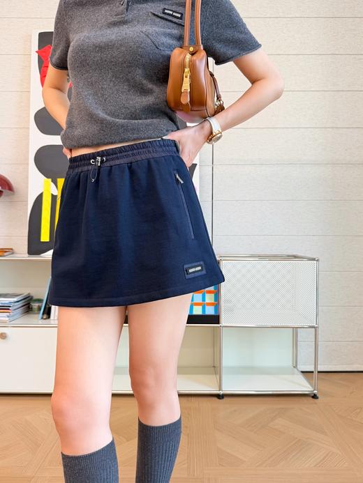 缪缪 度假系列 深海军蓝色半裙 商品图3