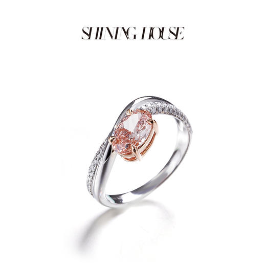ShiningHouse[培育] 粉钻系列 18k金钻石戒指 椭圆形1克拉钻人工真钻人造钻石K金戒指时尚钻石戒指卓越匠心奢耀臻献【此商品不支持7天无理由退货退款】 商品图1