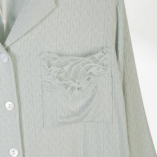 美奈川睡衣女家居服套装西装领长袖套装 JJ28195 商品图5