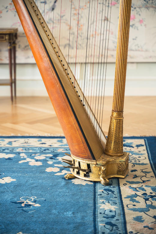 独角鹿西洋古董 19世纪法国顶级乐坊Érard签名出品「To Her Majesty & the Royal Family献给女王与王室」古希腊风格鎏金装饰椴木竖琴 商品图5