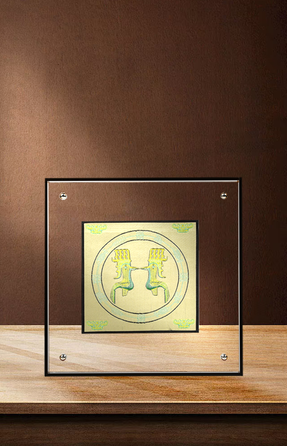 蜀锦神鸟纳福立屏摆件