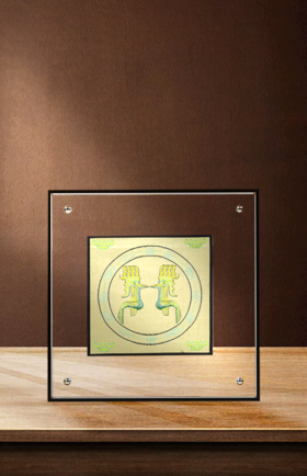 蜀锦神鸟纳福立屏摆件