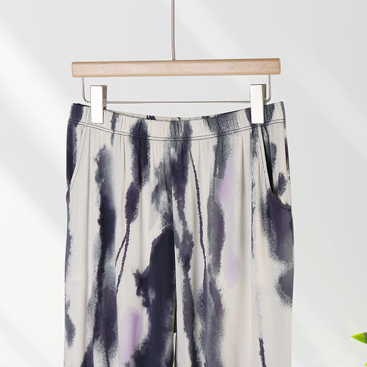 【焕新季】美奈川睡衣女上衣长裤家居服套装水墨印花莫代尔蕾丝套装 JJ28192 商品图6