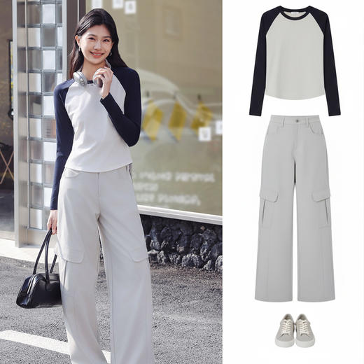 【SAKURA樱花·生态棉弯刀工装裤26102】亲肤生态棉，大口袋工装裤，休闲街头风 商品图3