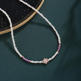 子佩集【紫梦花海】银S925珍珠惜王妃项链【SGN1050002】2*3mm珠紫花朵2601