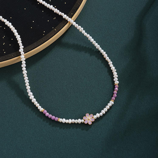 子佩集【紫梦花海】银S925珍珠惜王妃项链【SGN1050002】2*3mm珠紫花朵2601 商品图0
