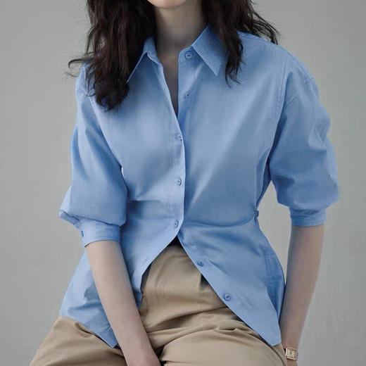【时尚气质春款衬衫合集】超显瘦收腰掐褶衬衫，大气廓形府绸衬衫，内搭外穿两相宜 商品图3