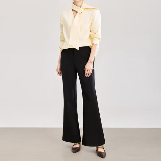 「高货wl」全新升级【铂金会员220/天猫299/差价79】(43505)洛诗琳气质牛奶丝通勤西装裤2026高腰显瘦休闲喇叭裤女 商品图0