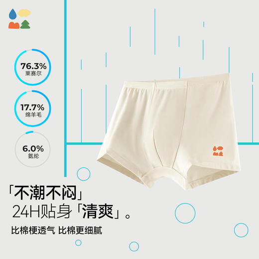 【儿童天丝羊毛内裤】森林棠新款舒弹亲肤男童女童平角短裤安全裤2条装23761435 商品图1